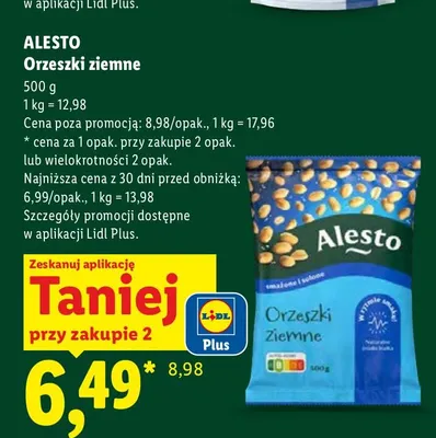 Orzeszki ziemne smażone i solone Alesto promocja w Lidl