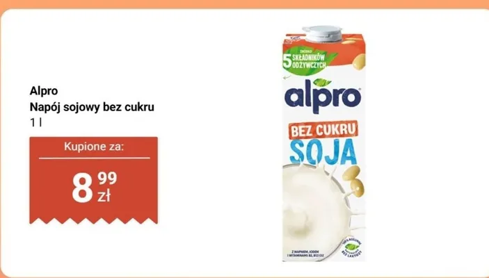Napój sojowy bez cukru Alpro promocja w Biedronka