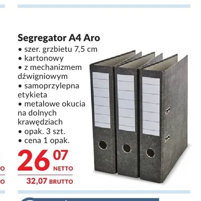 Segregator A4 Aro 3-pak promocja w Makro