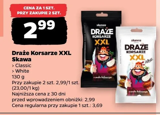Draże Korsarze XXL Skawa White promocja w Netto