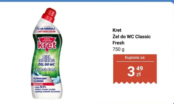 Żel do WC Classic Fresh promocja w Biedronka