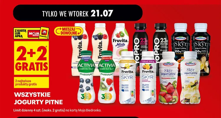 Jogurty pitne promocja w Biedronka