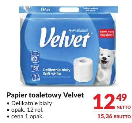 Papier toaletowy Velvet Delikatnie biały promocja w Makro