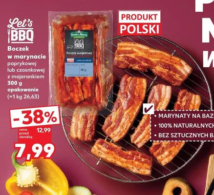 Boczek w marynacie czosnkowej z majerankiem Let's BBQ promocja w Kaufland