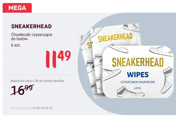Chusteczki czyszczące do butów Sneakerhead promocja w Rossmann