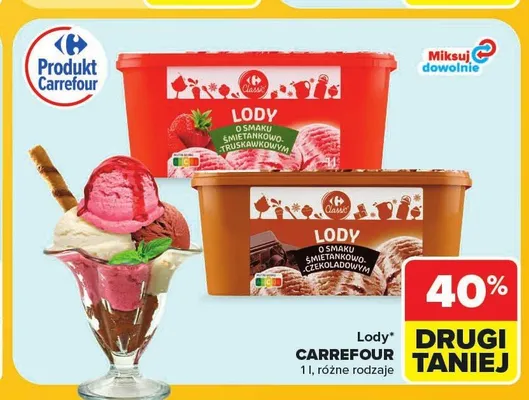 Lody śmietankowo-czekoladowe Carrefour promocja w Carrefour