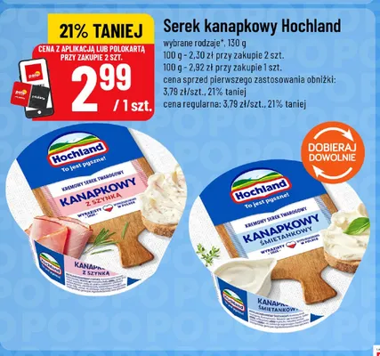 Serek kanapkowy Hochland z szynką promocja w POLOmarket