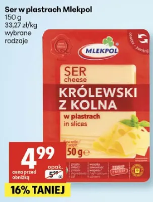 Ser w plastrach królewski z Kolna promocja w Delikatesy Centrum