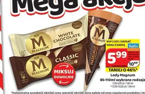 Lody Magnum White Chocolate promocja w Delfin