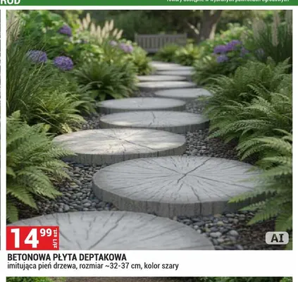 Betonowa płyta deptakowa imitująca pień drzewa szary promocja w Merkury Market