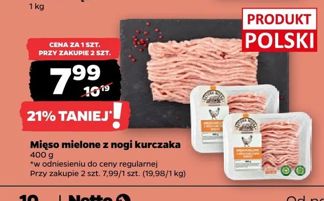 Mięso mielone z nogi kurczaka promocja w Netto