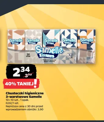 Chusteczki higieniczne 3-warstwowe Samelle 10-pak promocja w Netto