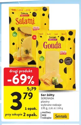 Ser żółty Gouda plastry Serenada promocja w Intermarche