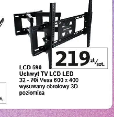 Uchwyt TV LCD LED Freemount LCD 690 32 - 70i Vesa 600x400 wysuwany obrotowy 3D poziomica promocja w Auchan