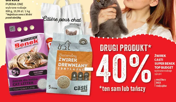 Żwirek dla kota CAT LITTER SUPER BENEK TOP BUDGET Compact Line Lawenda promocja w Intermarche