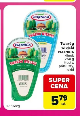 Twaróg wiejski Piątnica klinek lekki promocja w Carrefour Market