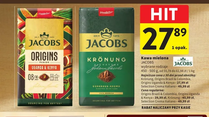 Kawa mielona Jacobs Origins Brazil & Colombia promocja w Intermarche