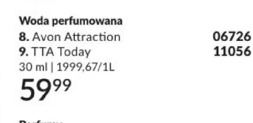Woda perfumowana Avon TTA Today promocja w AVON