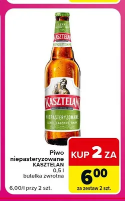 Piwo niepasteryzowane Kasztelan promocja w Carrefour Express