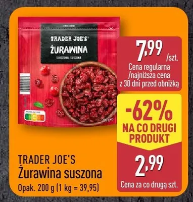 Żurawina suszona Trader Joe's promocja w Aldi