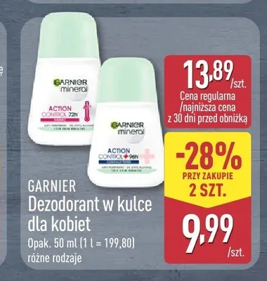 Dezodorant w kulce dla kobiet Garnier promocja w Aldi