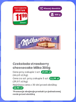 Czekolada strawberry cheesecake Milka promocja w Dino
