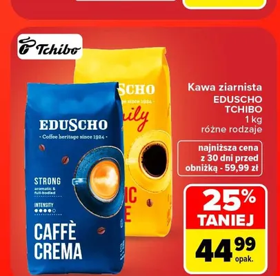 Kawa ziarnista Eduscho Tchibo Caffe Crema Strong promocja w Carrefour