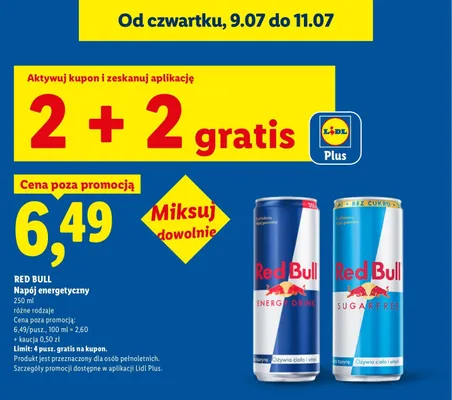 Napój energetyczny Red Bull Sugarfree promocja w Lidl