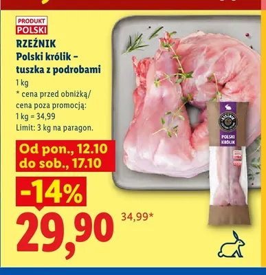 Polski królik - tuszka z podrobami Rzeźnik promocja w Lidl