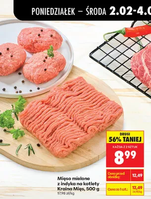 Mięso mielone z indyka na kotlety  promocja w Biedronka