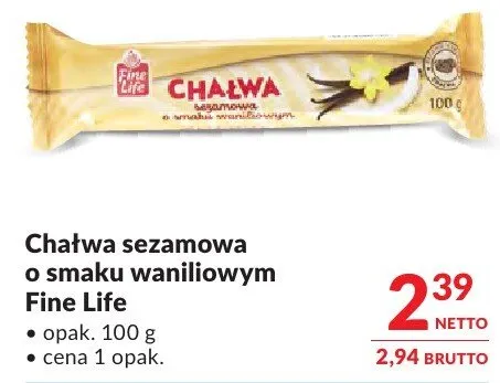 Chałwa sezamowa o smaku waniliowym Fine Life promocja w Makro