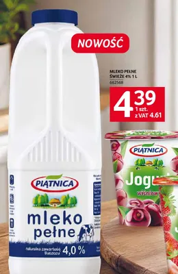 Mleko pełne świeże Piątnica 4% promocja w Selgros