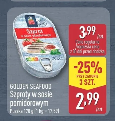 Szproty w sosie pomidorowym Golden Seafood promocja w Aldi
