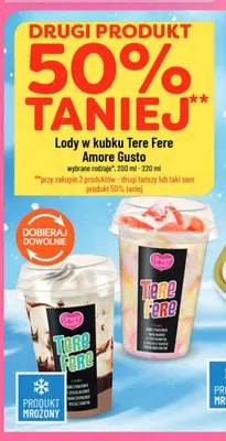 Lody w kubku Tere Fere Amore Gusto śmietankowo-czekoladowo-marcepanowo-pistacjowe promocja w POLOmarket