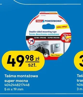 Taśma montażowa Tesa Powerbond super mocna 5 m x 19 mm promocja w Castorama