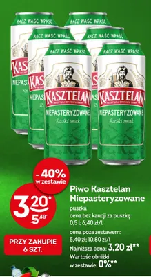 Piwo Kasztelan Niepasteryzowane promocja w Żabka