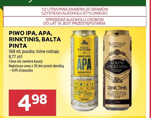Piwo Balta Pinta Volfas Engelman promocja w Stokrotka