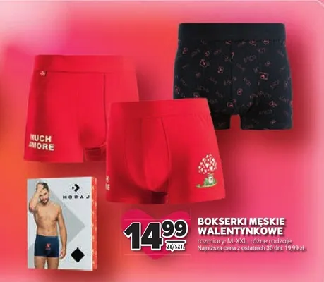 Bokserki męskie walentynkowe rozmiary M-XXL, różne rodzaje promocja w Stokrotka