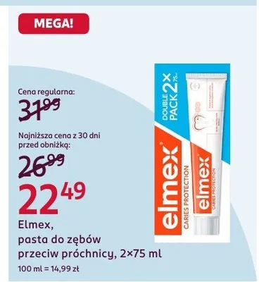 Elmex pasta do zębów przeciw próchnicy promocja w Rossmann