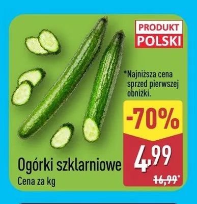 Ogórki szklarniowe promocja w Aldi