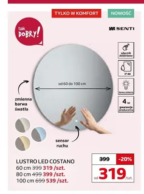 Lustro LED Senti Costano 100 cm promocja w Komfort