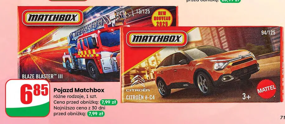 Pojazd Matchbox różne rodzaje promocja w Dino