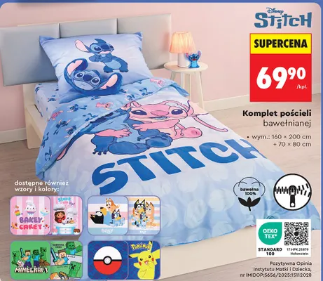 Komplet pościeli bawełnianej Stitch promocja w Biedronka