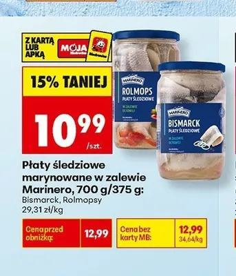 Płaty śledziowe marynowane w zalewie Bismarck Marinero promocja w Biedronka