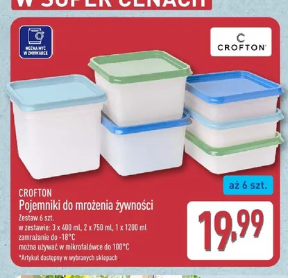 Pojemniki do mrożenia żywności Crofton promocja w Aldi