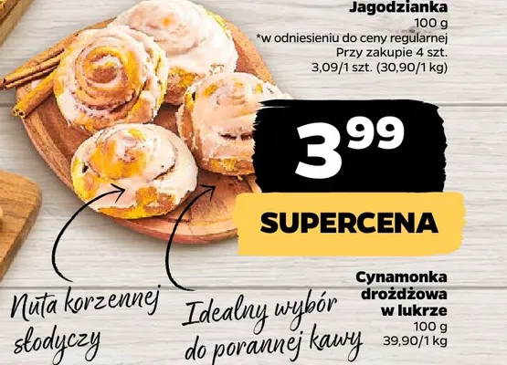 Cynamonka drożdżowa w lukrze promocja w Netto