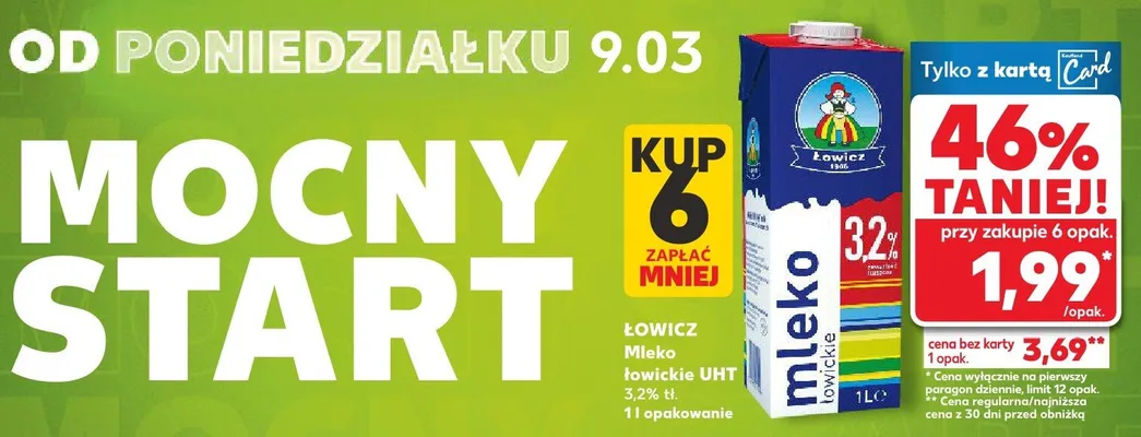 Mleko łowickie UHT 3,2% promocja w Kaufland