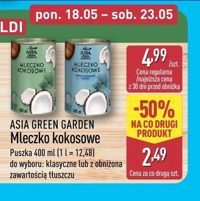 Mleczko kokosowe Asia Green Garden promocja w Aldi