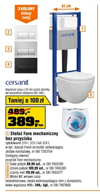 Przycisk Fare mechaniczny czarny mat Cersanit promocja w OBI