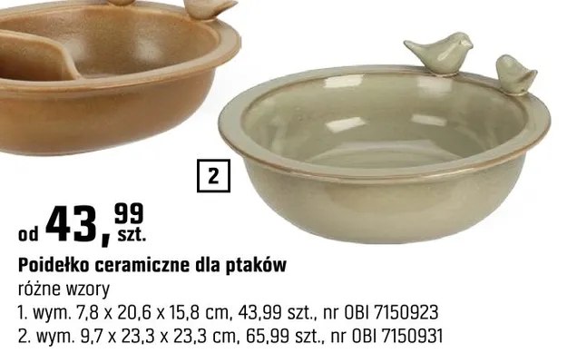 Poidełko ceramiczne dla ptaków różne wzory promocja w OBI